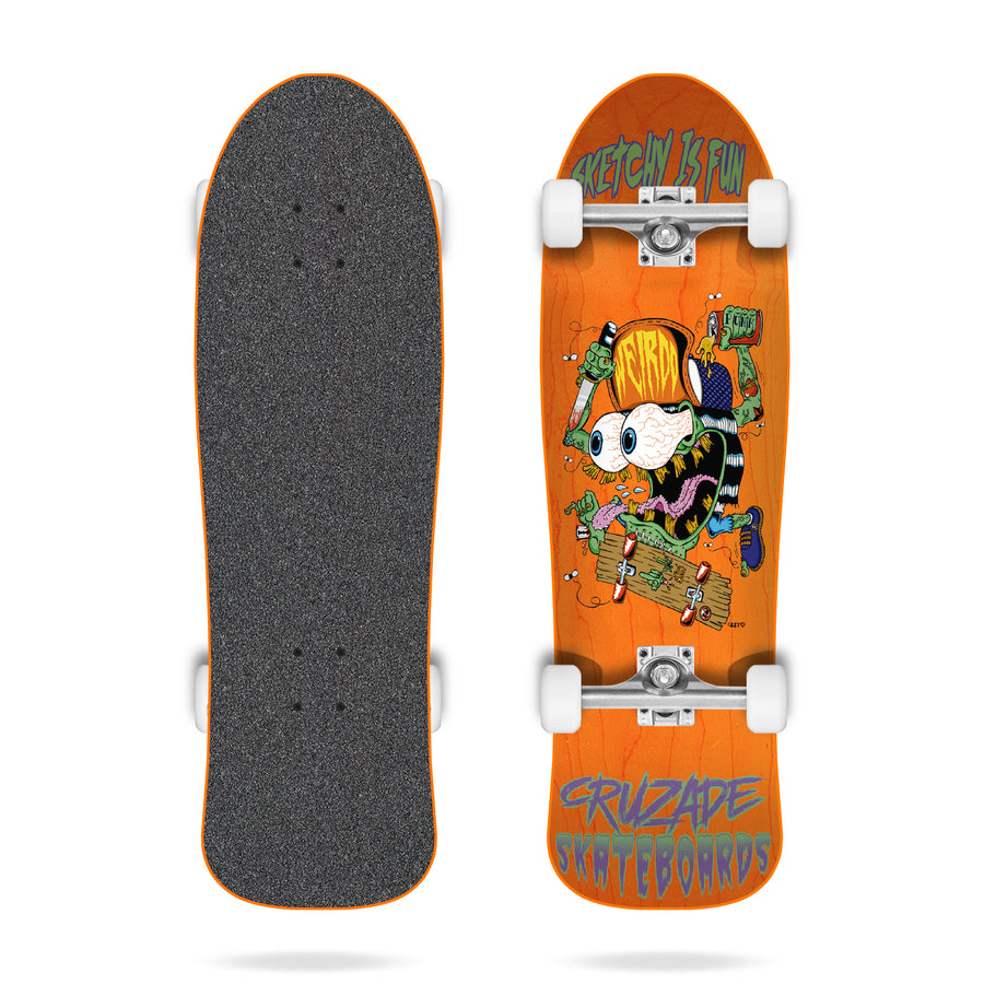 Cruzade Sketchy is Fun Orange 9.0" Complete - Geek Skate Shop